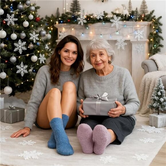 6 Pairs Fuzzy Socks Women Soft Fluffy Cozy Slipper Winter Warm - Picture 2 of 6